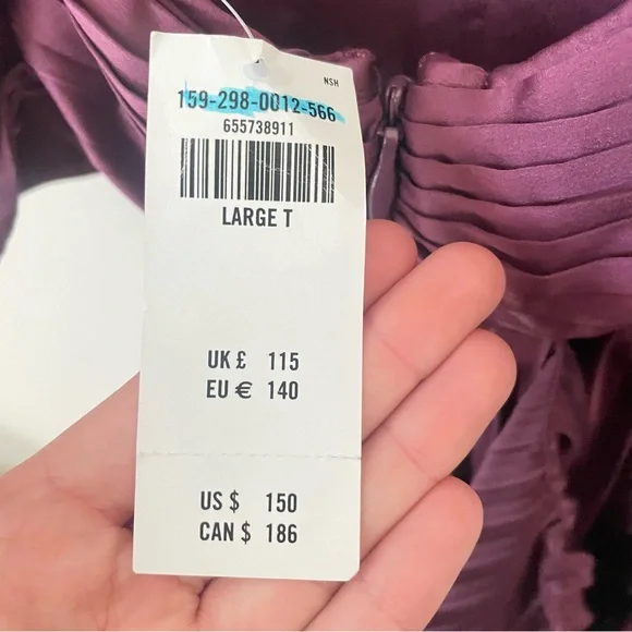 NEW Abercrombie & Fitch Giselle Pleated Cutout Midi Dress in Plum Large Tall - Picture 5 of 9